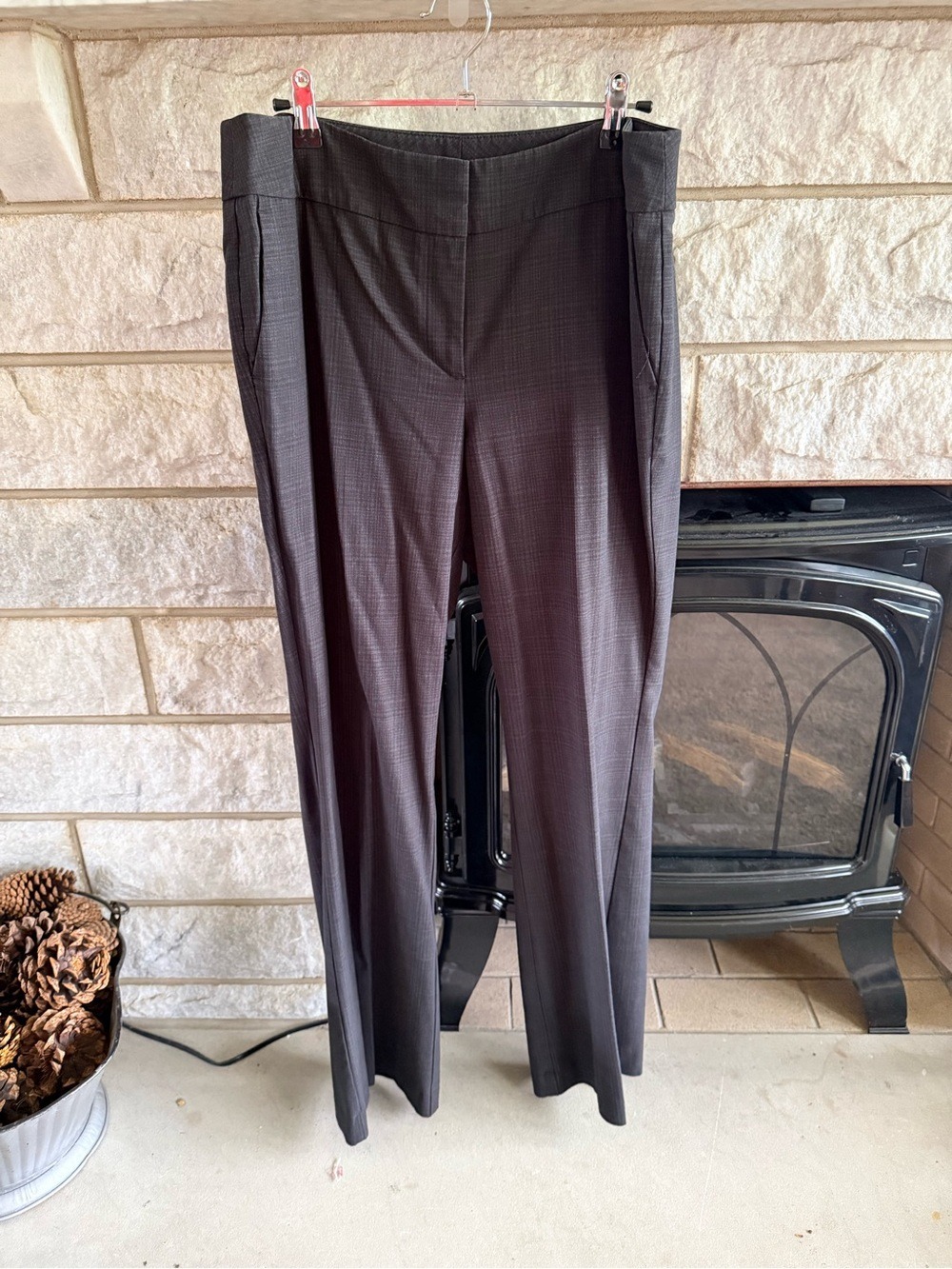 Ann Taylor Black Plaid Straight-Leg Dress Curvy Trousers 10